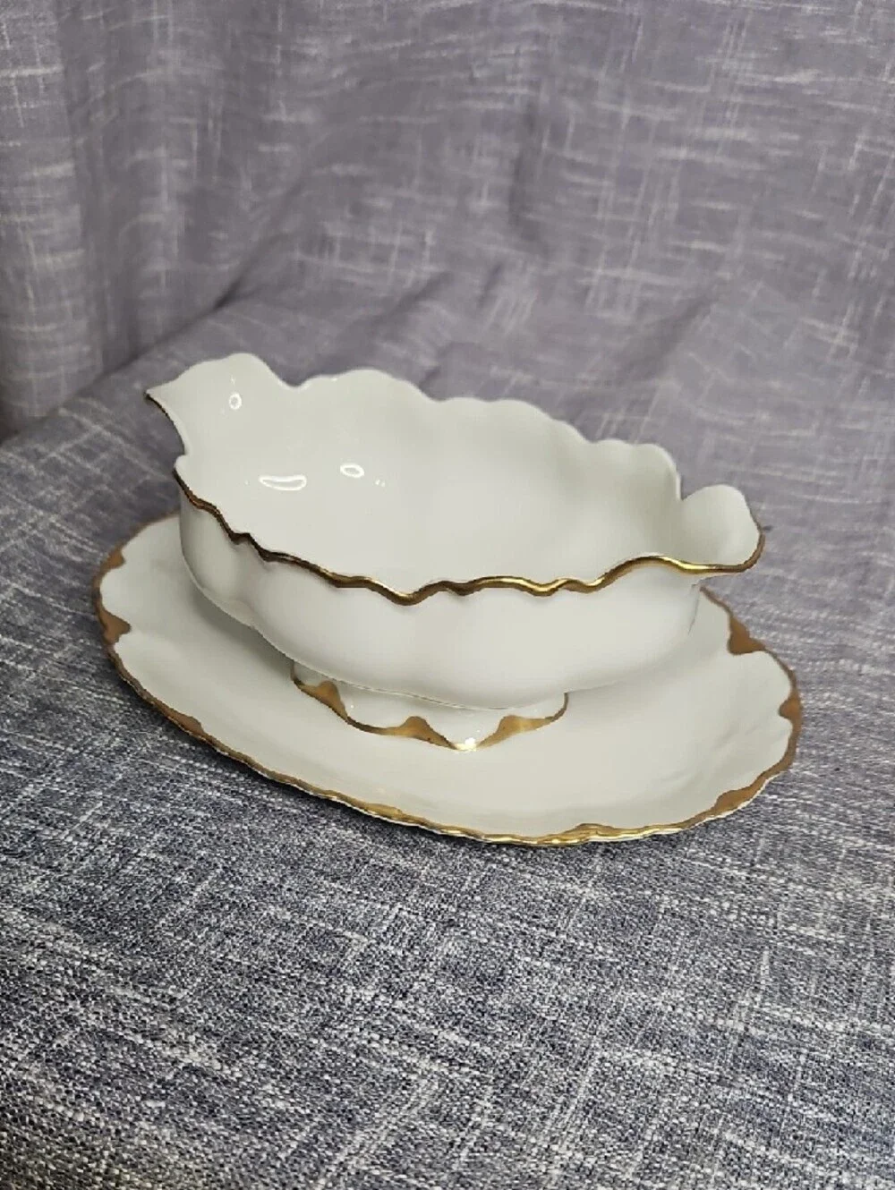 Antique M.Z. Austria '1210' Gravy Boat with Attached Underplate